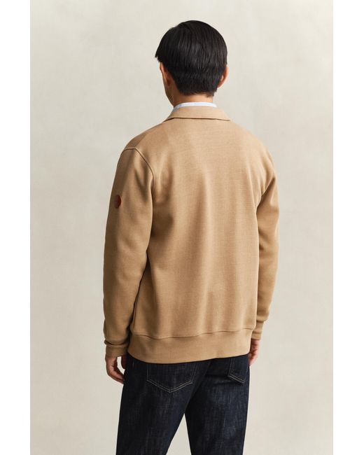 Gant Blue Ponte Di Roma Zip Sweatshirt Warm for men