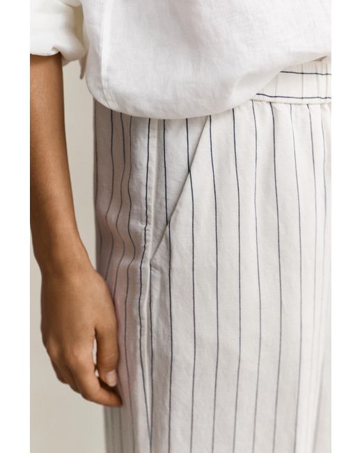 Gant Natural Striped Linen Blend Pants Eggshell