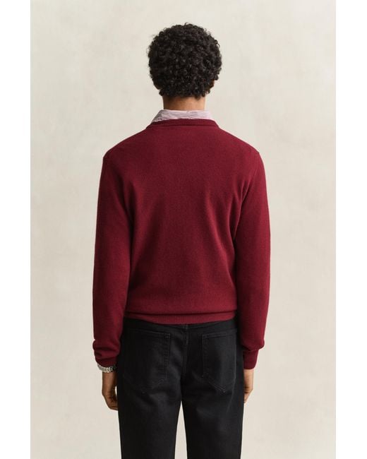 Gant Red Lambswool Crew Neck Sweater Plumped for men