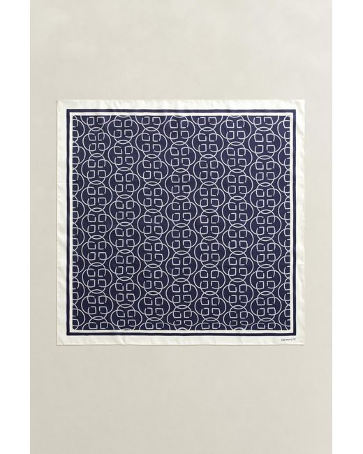 Gant Blue Monogram Silk Scarf Evening