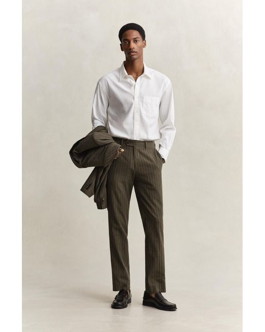 Gant Natural Pinstriped Suit Pants Rich for men