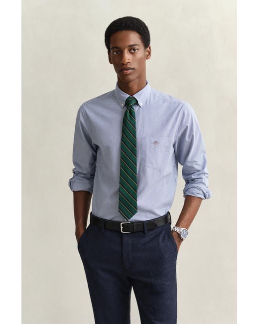Gant Blue Banker Stripe Classic Poplin Shirt College for men