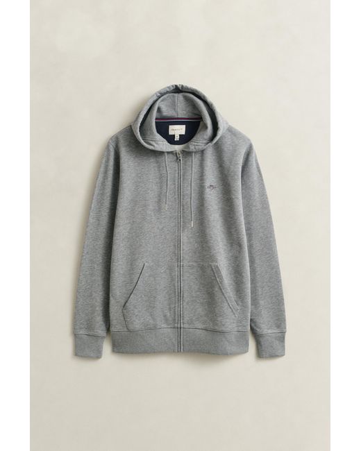 Gant Gray Shield Zip Hoodie Melange for men