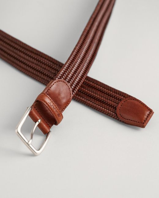 Gant Brown Braided Elastic Leather Belt for men