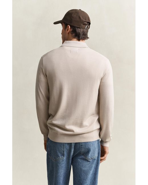 Gant Natural Extra Fine Merino Wool Polo Sweater for men