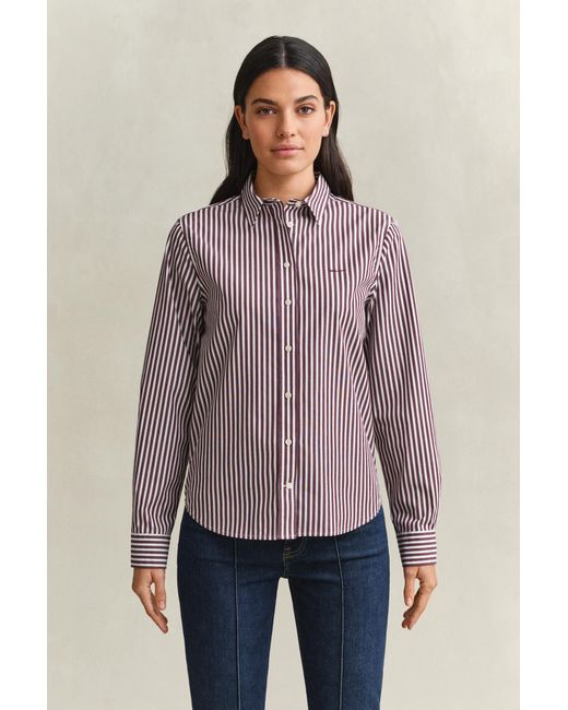Gant Purple Classic Regular Striped Poplin Shirt