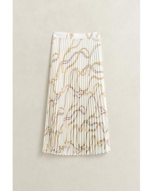 Gant Natural Printed Pleated Midi Skirt Eggshell