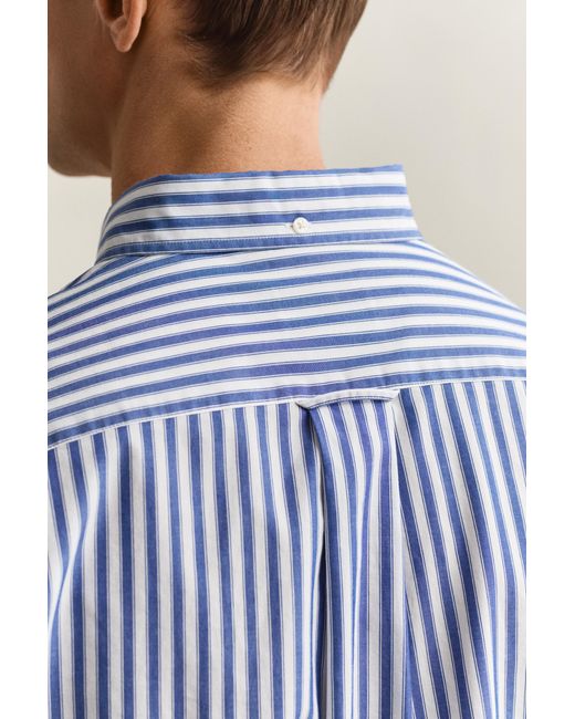 Gant Blue Striped Classic Poplin Shirt College for men