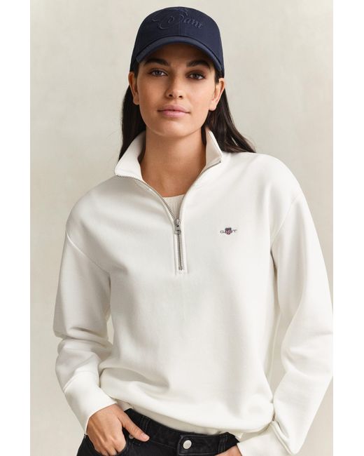 Gant White Shield Half Zip Sweatshirt