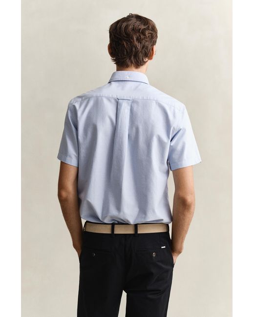 Gant Blue Classic Oxford Short Sleeve Shirt for men