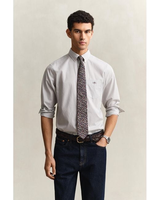 Gant Gray Banker Stripe Classic Poplin Shirt for men