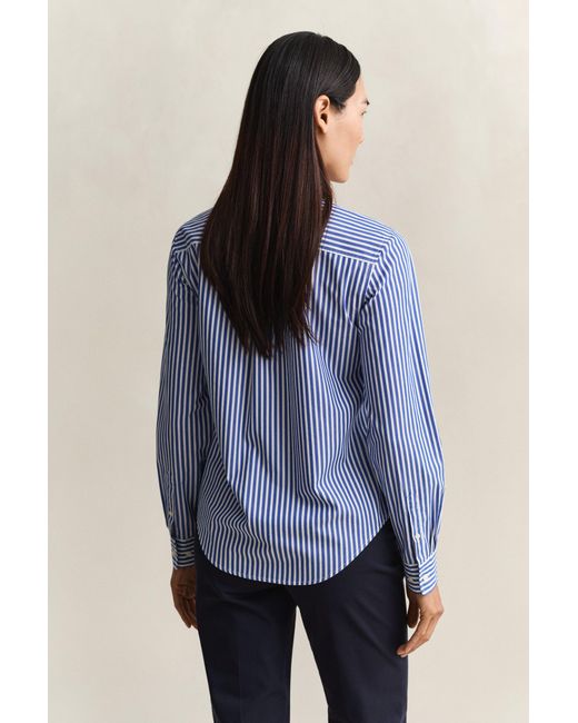 Gant Blue Regular Fit Striped Classic Poplin Shirt