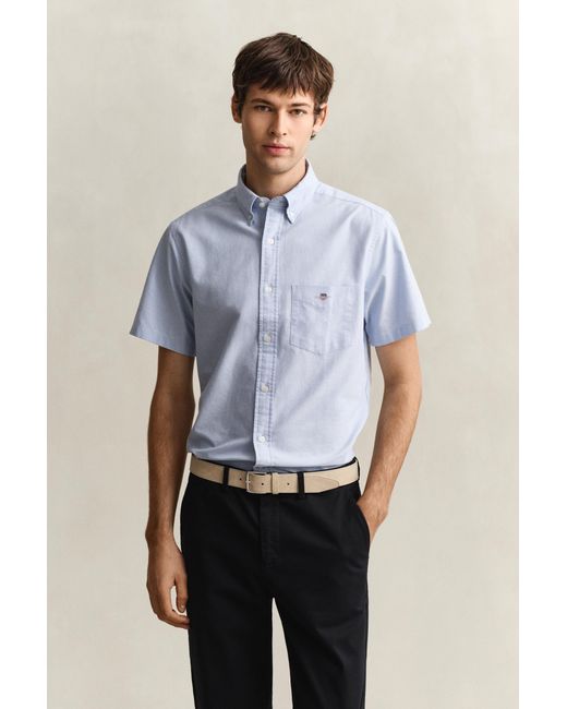 Gant Blue Classic Oxford Short Sleeve Shirt for men