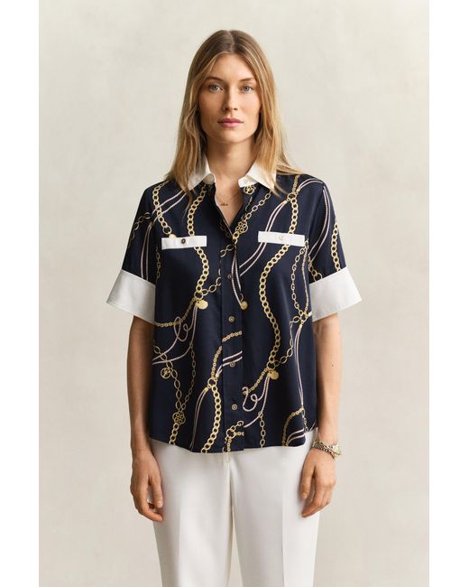 Gant Blue Contrast Blouse Evening