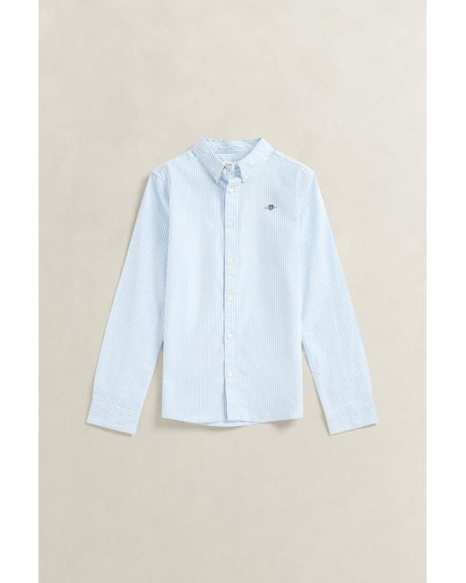 Gant Blue Teens Teen Boys Shield Striped Oxford Shirt for men