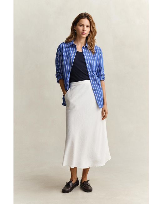 Gant Natural Flared Linen Blend Skirt Eggshell
