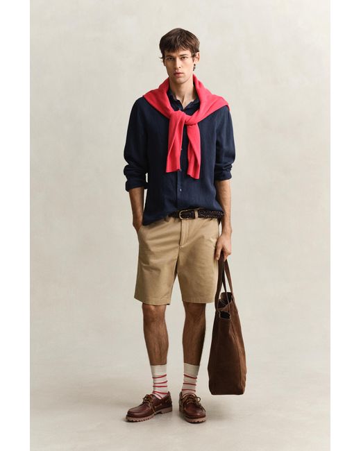 Gant Blue Linen Shirt Evening for men