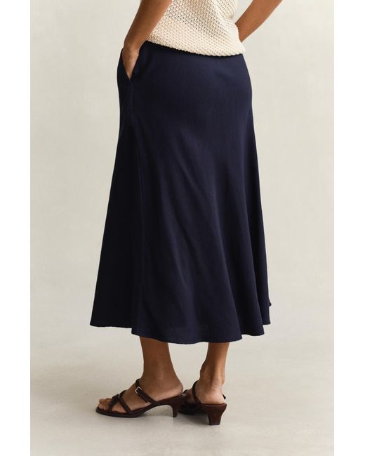Gant Blue Flared Linen Blend Skirt Evening