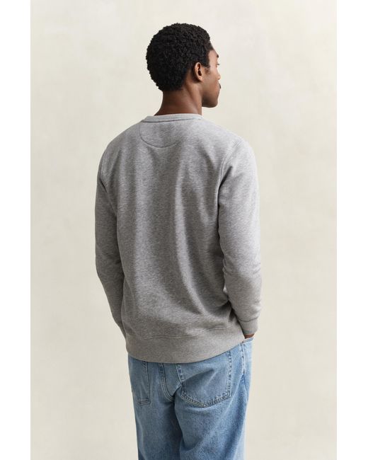Gant Gray Shield Crew Neck Sweatshirt Melange for men