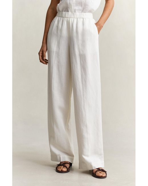 Gant Natural Linen Blend Pants Eggshell