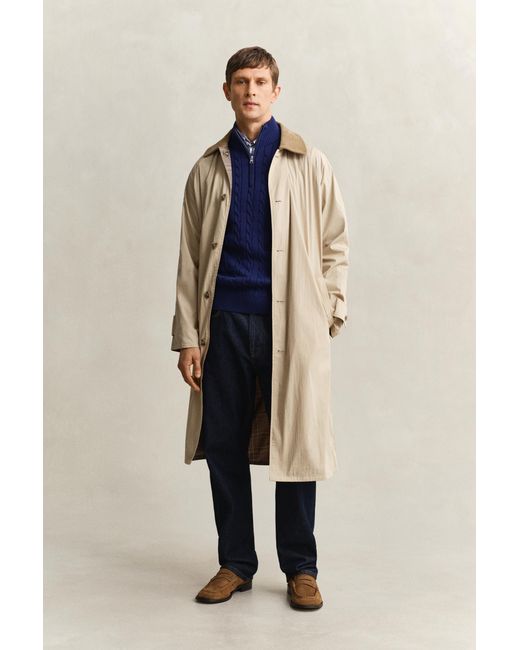 Gant Blue Cotton Cable Knit Half-Zip Sweater Rich for men