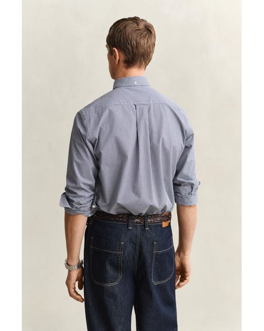 Gant Blue Gingham Classic Poplin Shirt Persian for men