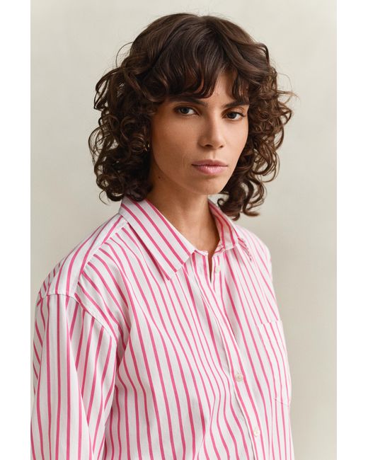 Gant Pink Relaxed Fit Striped Classic Poplin Shirt