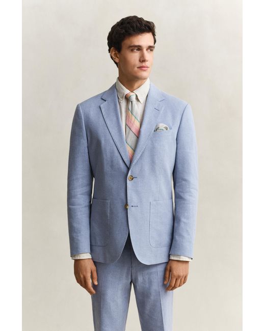 Gant Blue Linen Blend Suit Jacket for men