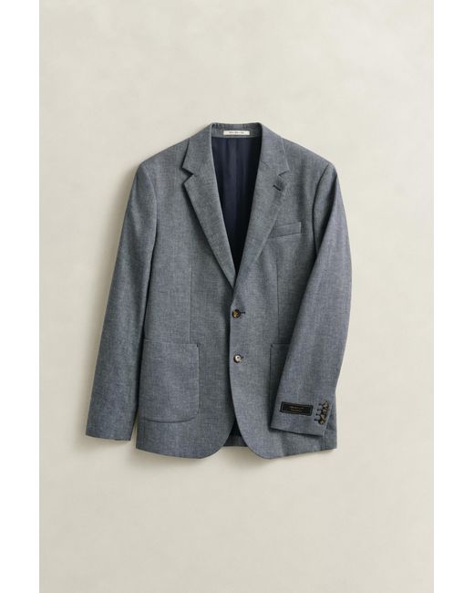 Gant Blue Herringbone Suit Jacket Marine for men