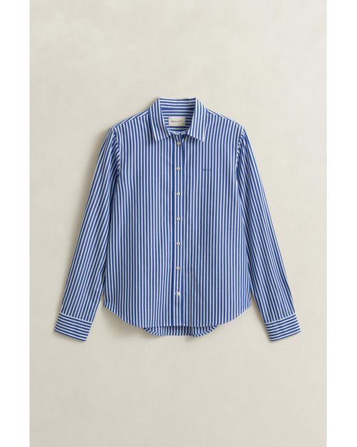 Gant Blue Regular Fit Striped Classic Poplin Shirt