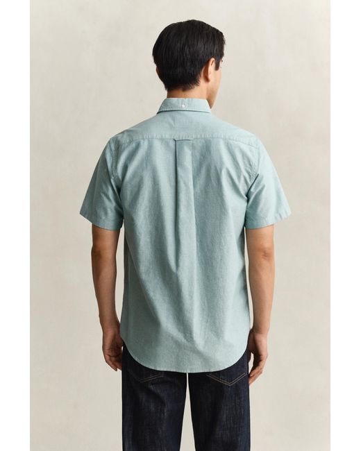 Gant Blue Classic Oxford Short Sleeve Shirt for men