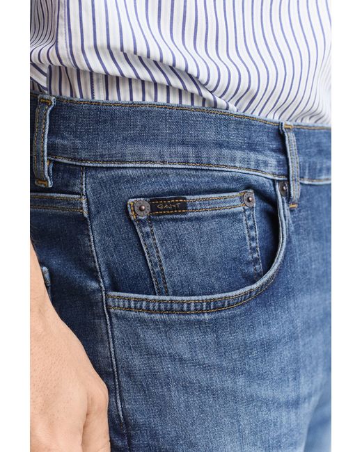 Gant Blue Extra Slim Active Recover Jeans Mid Broken In for men