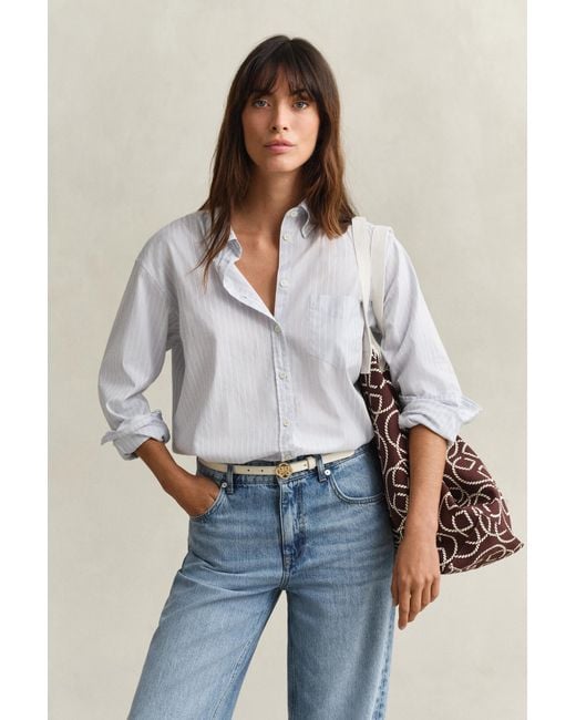 Gant Gray Striped Luxury Oxford Shirt