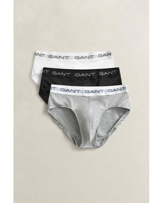Gant White 3-Pack Logo Waistband Briefs for men