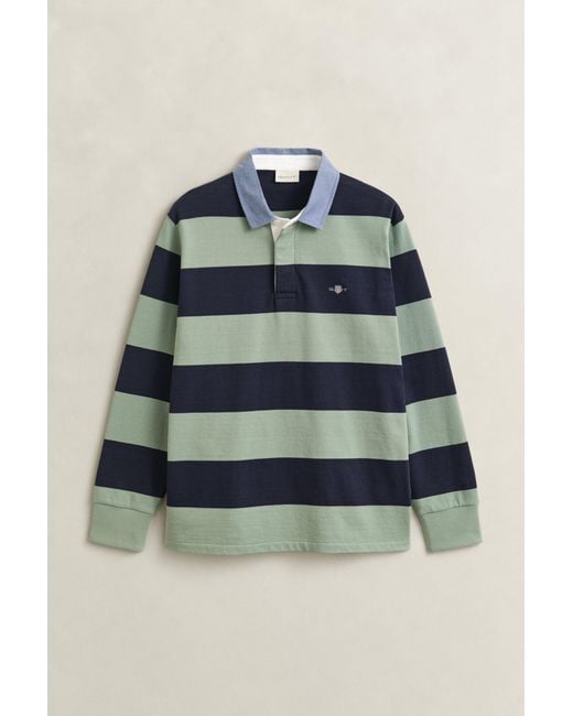 Gant Blue Chambray Collar Striped Heavy Rugger for men