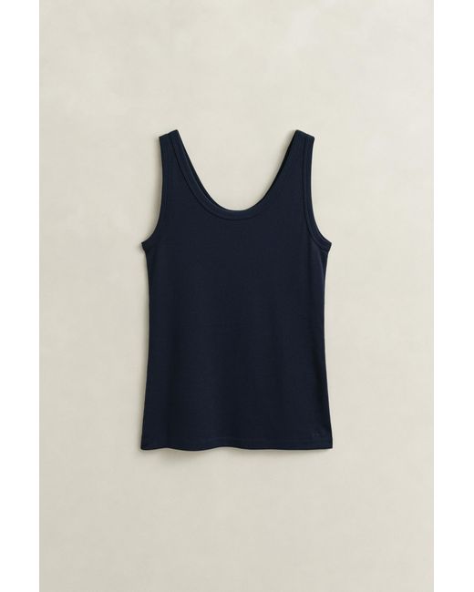 Gant Blue Ribbed Tank Top Evening