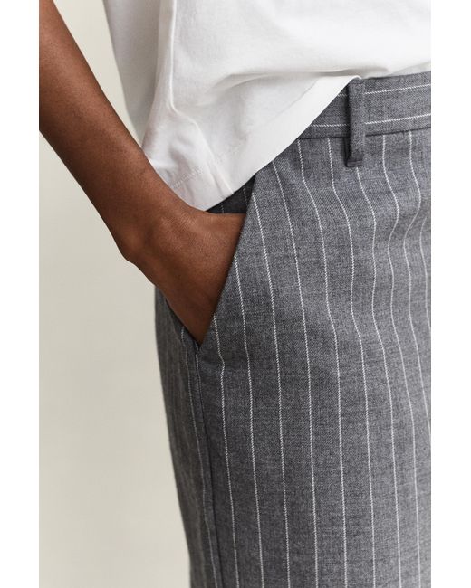 Gant Natural Pinstriped Wool Pencil Skirt Charcoal Melange