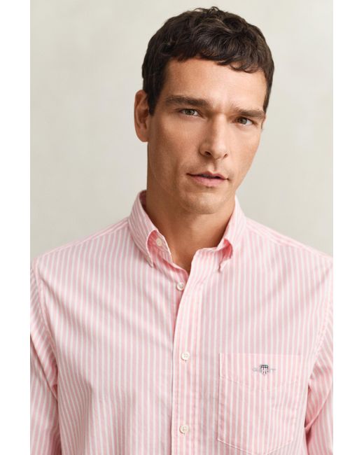 Gant Pink Striped Classic Poplin Shirt for men