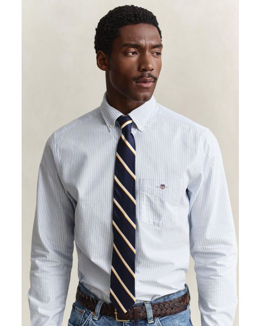 Gant White Classic Regular Striped Oxford Shirt for men