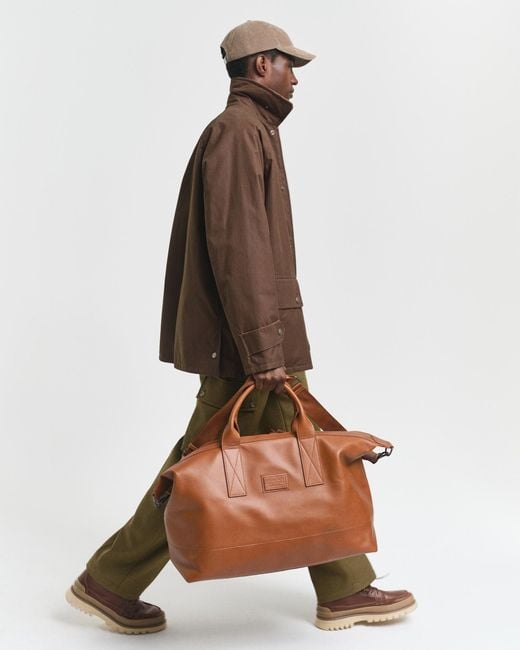 Gant Brown Leather Duffel Bag for men
