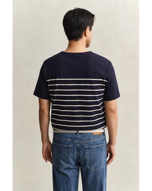 Gant Blue Placed Stripe T-Shirt Evening for men