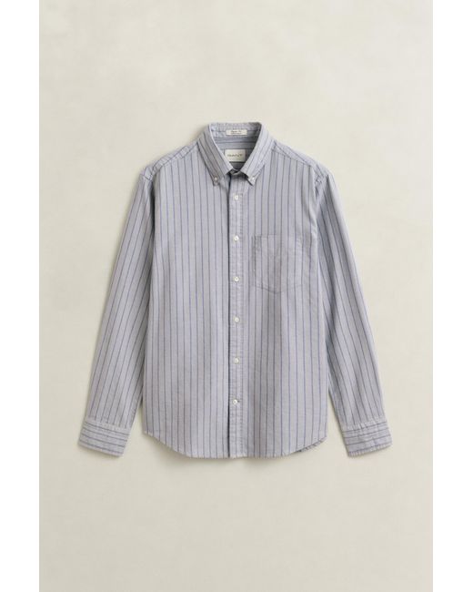 Gant Gray Striped Classic Oxford Shirt Concrete for men