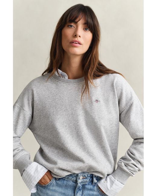 Gant Gray Shield Crew Neck Sweatshirt