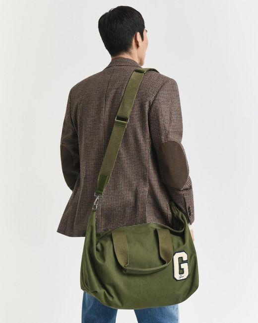 Gant Green G Badge Cotton Canvas Duffel Bag Moss for men