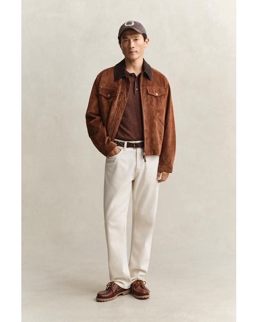 Gant Brown Suede Jacket Mahogany for men