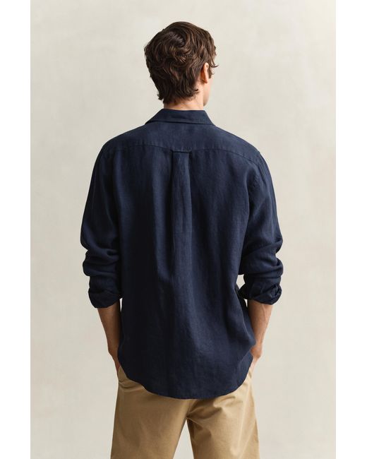 Gant Blue Linen Shirt Evening for men