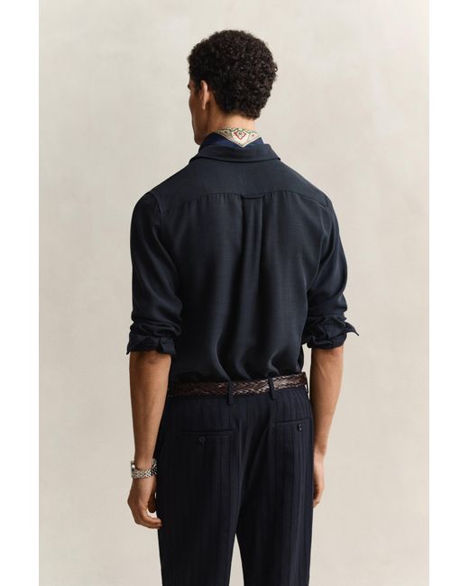 Gant Blue Lyocell Shirt Evening for men