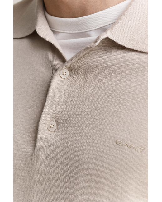 Gant Natural Extra Fine Merino Wool Polo Sweater for men