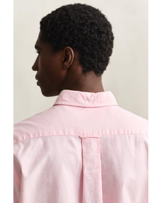 Gant Pink Classic Oxford Short Sleeve Shirt for men