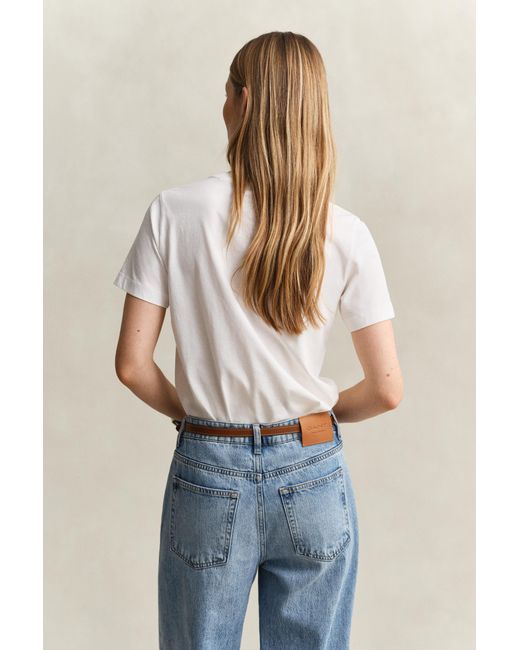 Gant Blue Script T-Shirt Eggshell